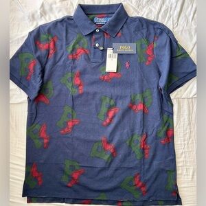 Polo Ralph Lauren Classic Fit P-wing Mesh Polo Shirt - Large - Blue